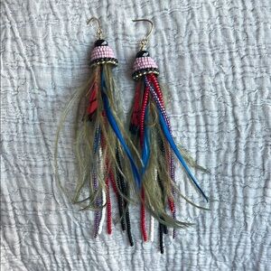 Etro Beaded Feather Earrings